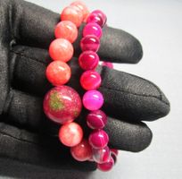 Edelsteinarmbänder: Rhodonit + Rubin Zoisit, Stripe Agate