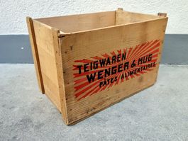 alte Holzkiste Kiste WENGER & HUG TEIGWAREN GÜMLIGEN