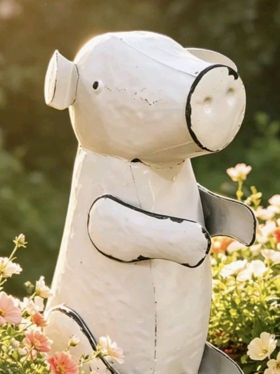 Tutte le decorazioni: Deko Gartenfigur Schwein weiss Metall 43cm – Nuovo (secondo la descrizione) da spreitenbach venduto da lumbalplatte