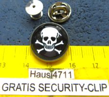 HD PIN MOTOR-CYCLES SKULL GLASIERT KLEIN SILBRIG 18mm