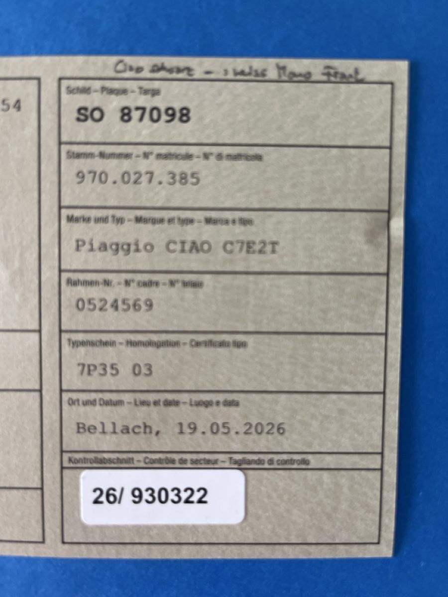 Piaggio Mofas: Piaggio Ciao – Gebraucht aus Kappel SO von Kappel4616 4