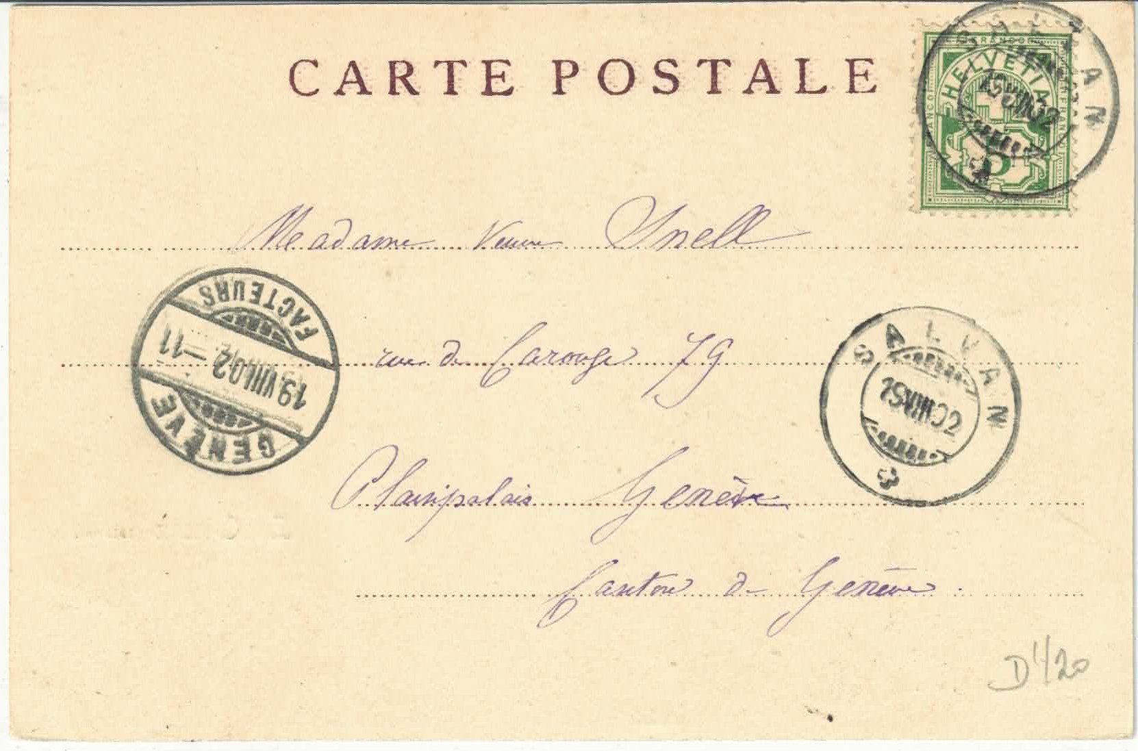 Ansichtskarten: La Creusaz 1902 – Gebraucht aus Ettingen von Kartenplanet 1