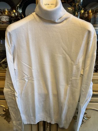 Kaschmir-Rollkragenpullover für Herren in Weiß bei Bon Genie