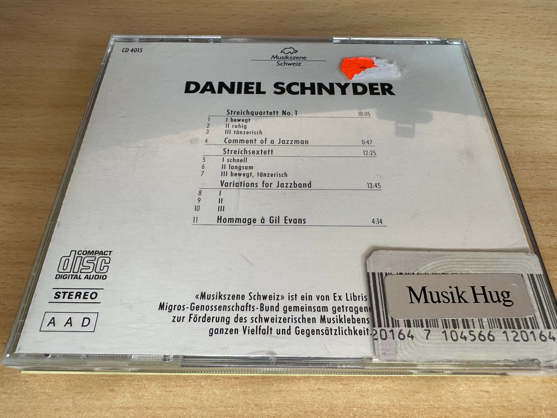 CD: Daniel Schnyder – Daniel Schnyder – Usato da Rikon im Tösstal venduto da Alpenmutz 1