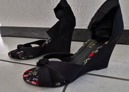 Keilabsatz, Sandaletten, NEU, Gr. 38, schwarz 🎉