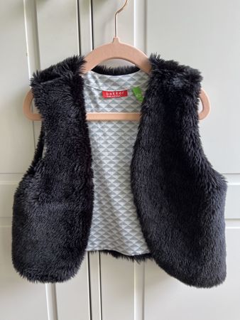 Bakker Black Faux Fur Vest, Size 5, 116cm Girls