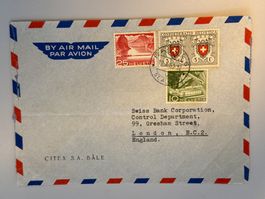 1950 Brief Airmail Basel nach London