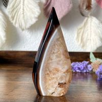 ✲ Seidenachat Quarz Tropfen Freiform ✲ 110g/109mm Silk Agate