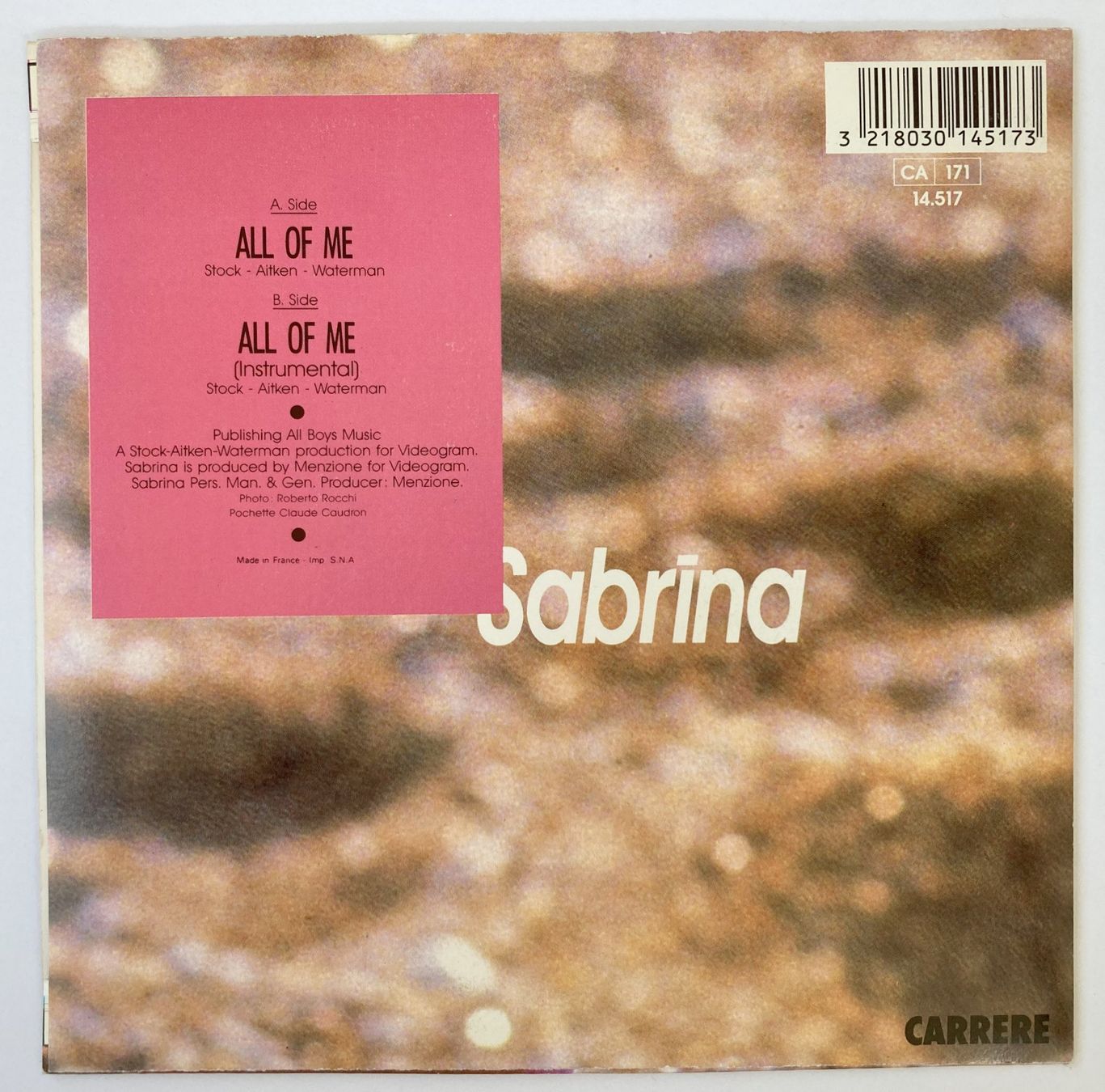 Dischi in vinile: SABRINA - ALL OF ME – Usato da Bottens venduto da hotter-than-hell 1