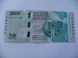 Seltene Sri Lanka 2000 Rupien 2025, P-131, Unzirkuliert!