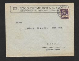 Bremgarten illustrierter Brief Joh. Rogg Eisenwaren 5.8.1918