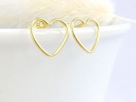 Herz Ohrringe 925 Silber 14k vergoldet