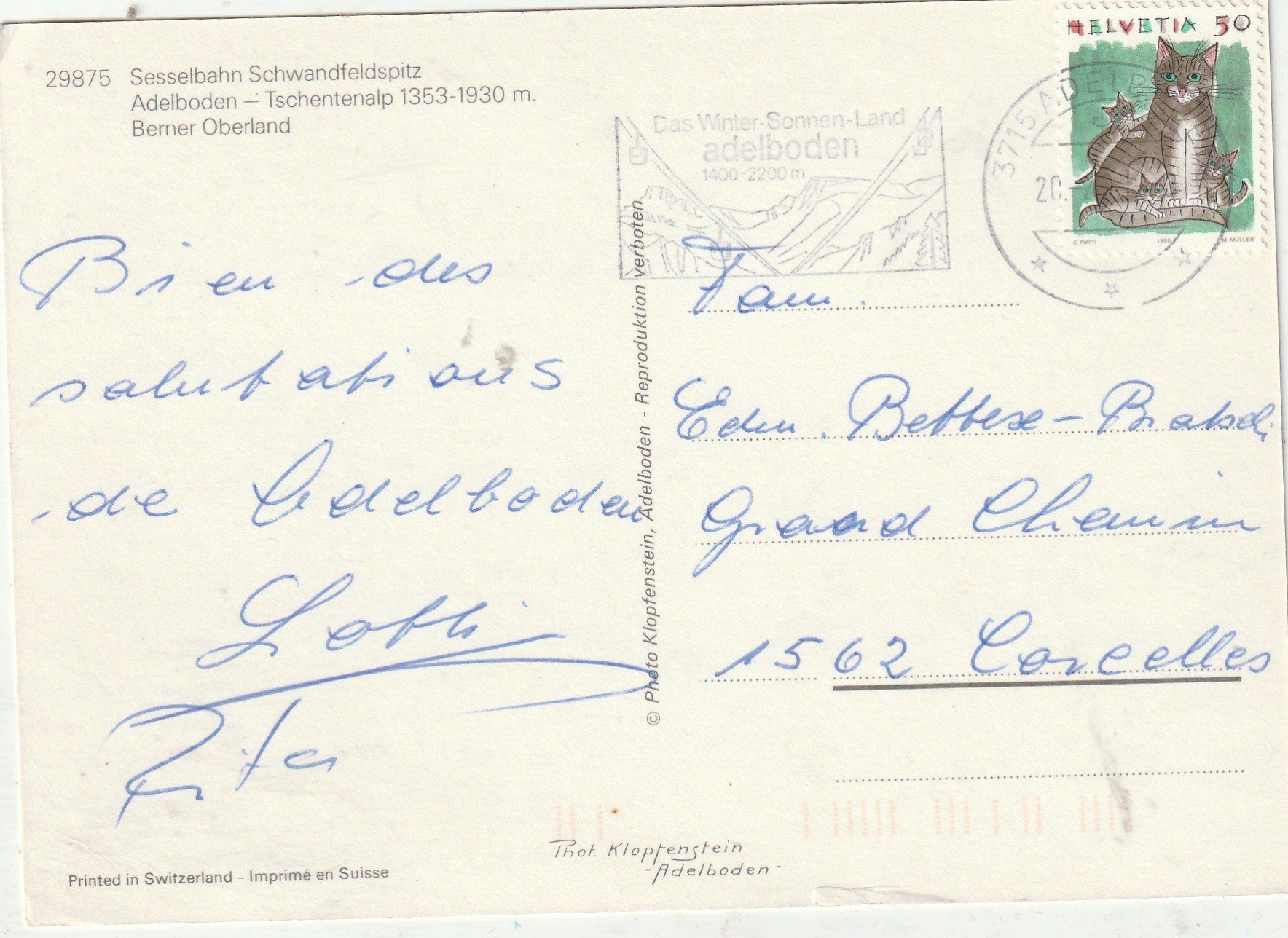 Cartoline postali: Sesselbahn Adelboden – Usato da Lumbrein venduto da made02 1