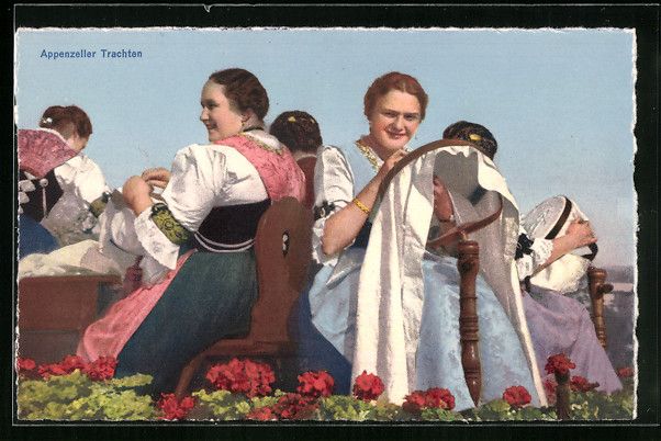 Cartoline postali: Appenzeller Trachten, Stickerinnen bei d – Usato da Berlin venduto da bartko-reher