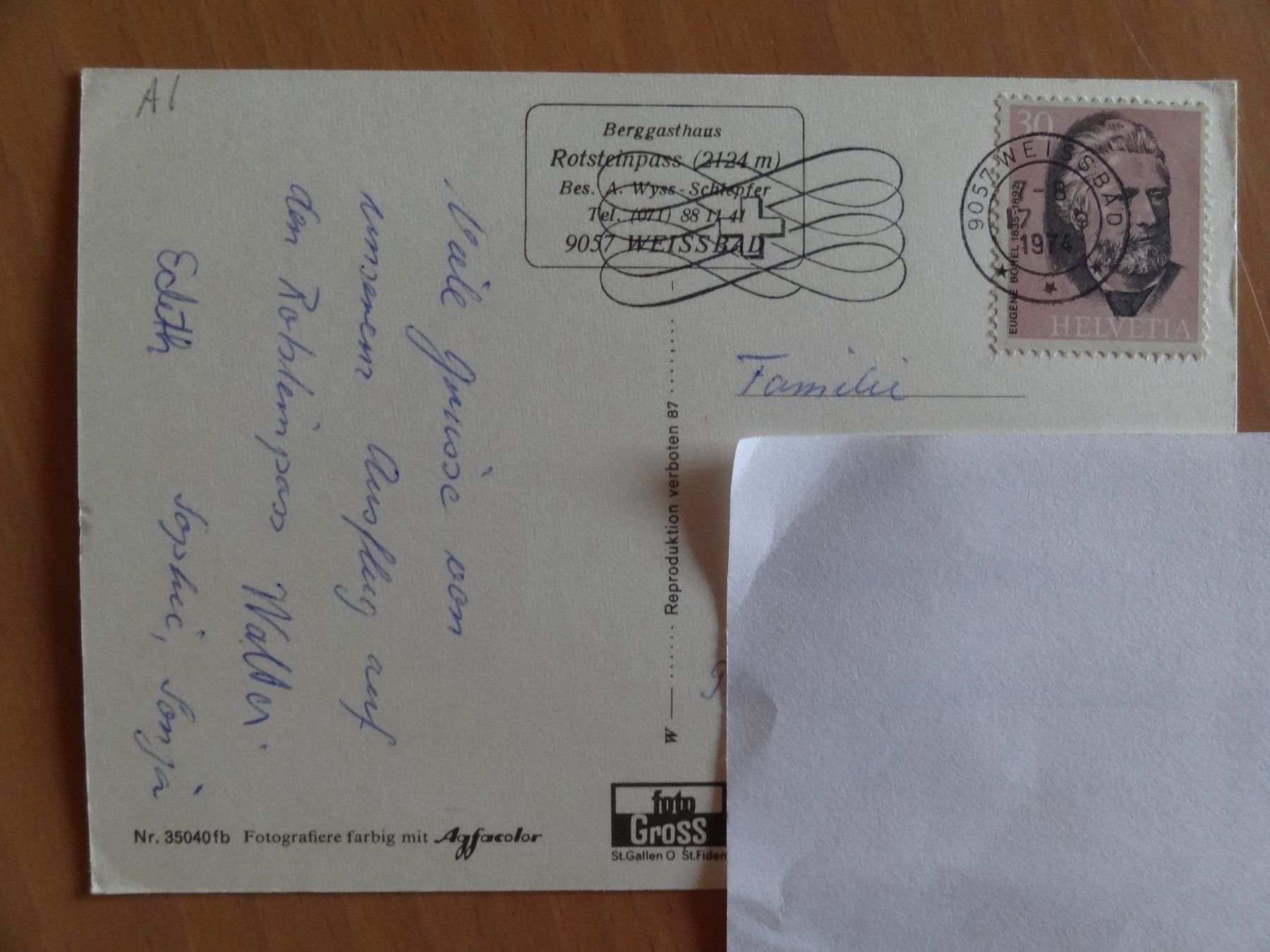 Cartoline postali: Rotsteinpass - 1974 – Usato da St Léonard venduto da Riglin 1