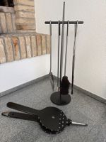 Kaminbesteck / Cheminéebesteck mit Blasebalg schwarz