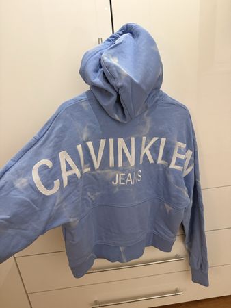 Calvin Klein Hoodie Pullover Gr. M - Hellblau Tie Dye