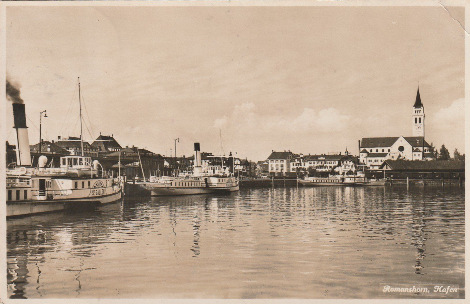 Cartoline postali: Romanshorn Hafen mit Schiffen – Usato da Rorschacherberg venduto da fratovi2