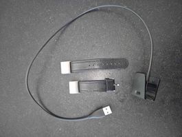 Bracelet en cuir pour Fitbit charge 2 noir, et chargeur 
