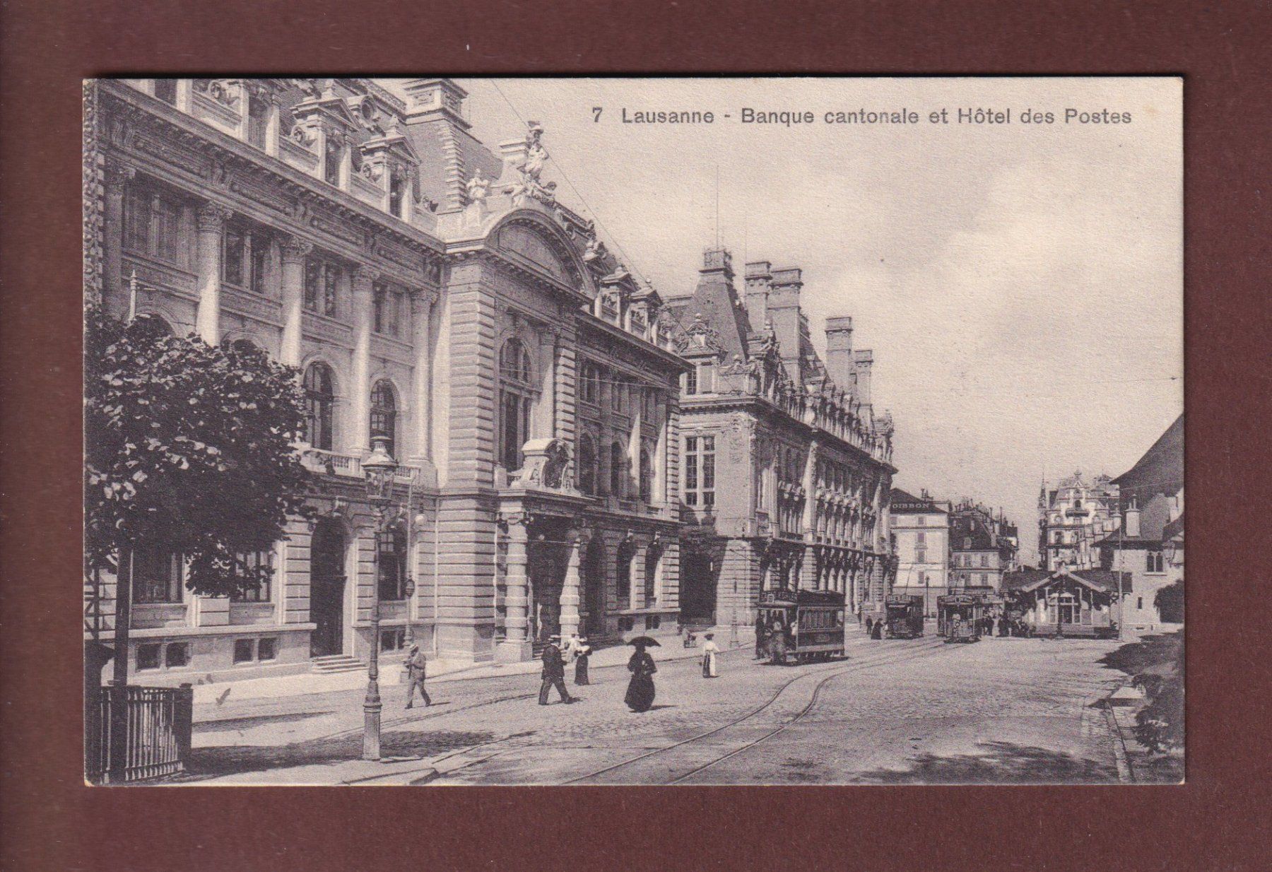 Ansichtskarten: LAUSANNE - Banque Cantonale - Tram - 1917 – Gebraucht aus Pully von nicecards