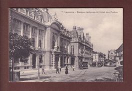 LAUSANNE - Banque Cantonale - Tram - 1917