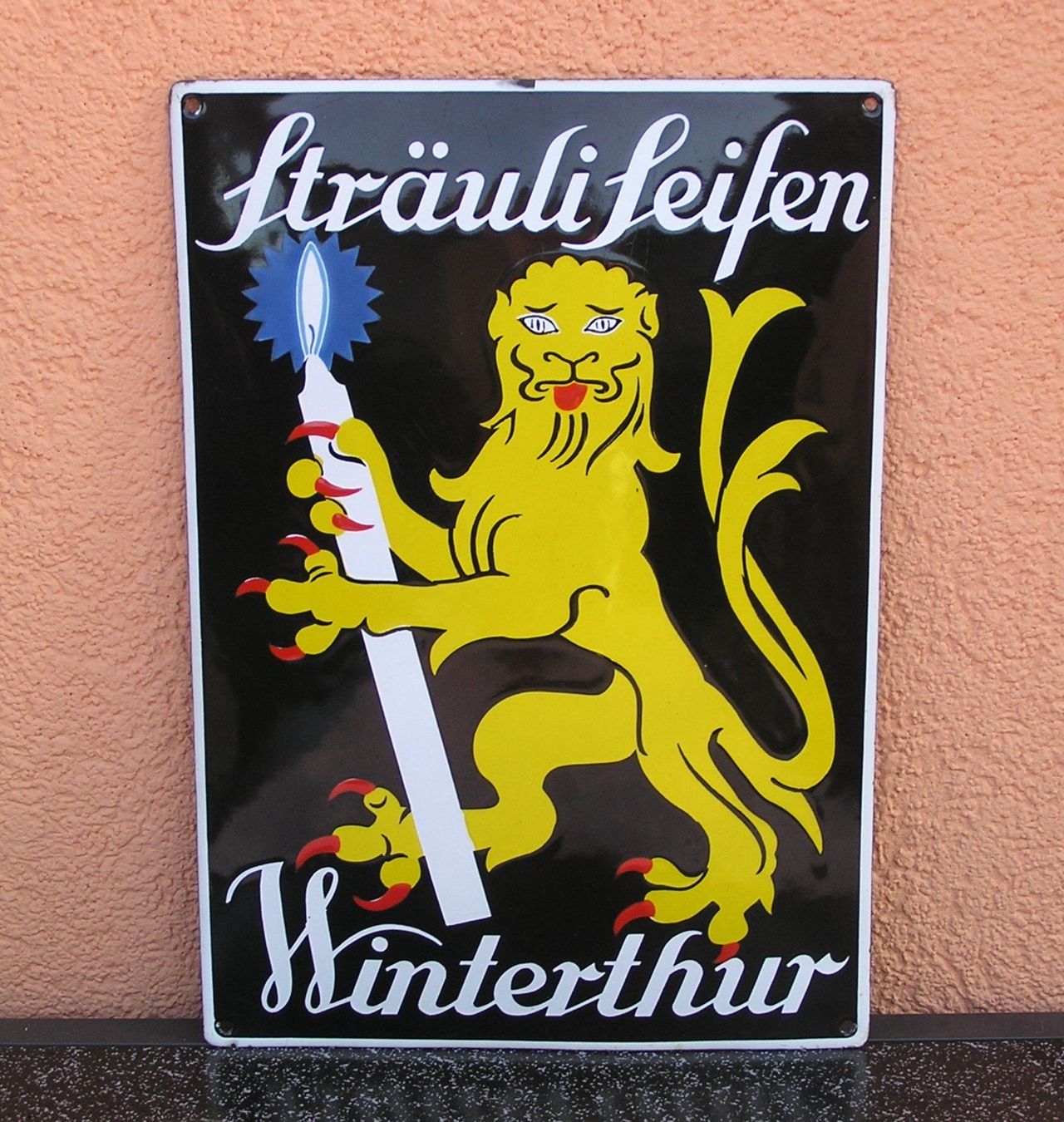 Insegne: EMAILSCHILD STRÄULI SEIFEN WINTERTHUR – Usato da Grenchen venduto da Antique-hunter