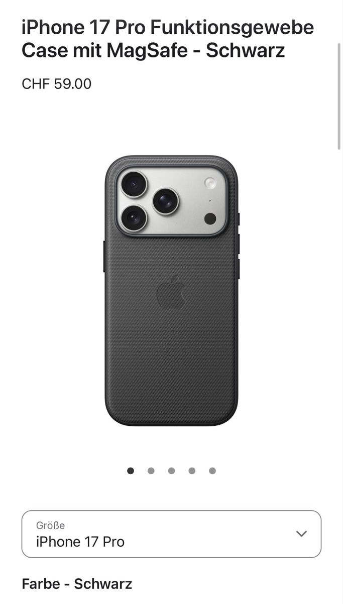 Apple Cover & Protezioni schermo: iPhone 17 Pro Funktionsgewebe Case mit MagSafe - Schwarz – Usato da Langenthal venduto da lau_vv9q