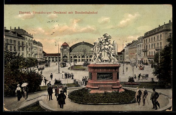 Cartoline postali: Basel, Strassburger Denkmal mit Bundesba – Usato da Berlin venduto da bartko-reher