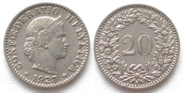 SCHWEIZ 20 Rappen 1927, seltener Jahrgang