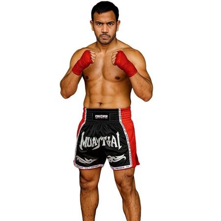 FIGHTERS - Muay Thai Shorts / Elite / Schwarz-Rot / XS - XL