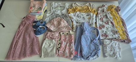 Mädchen Sommer-Kleiderpaket Gr. 74 inkl. Schuhe Gr. 17
