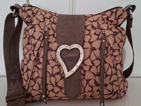 Sac Lancaster Paris vintage Y2K à cœurs – bandoulière