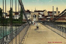 AK AARAU KETTENBRÜCKE PERSONEN  CHAISE KÜTTIGEN 1903