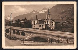 Schwanden /GL, Ortsansicht mit Brücke u