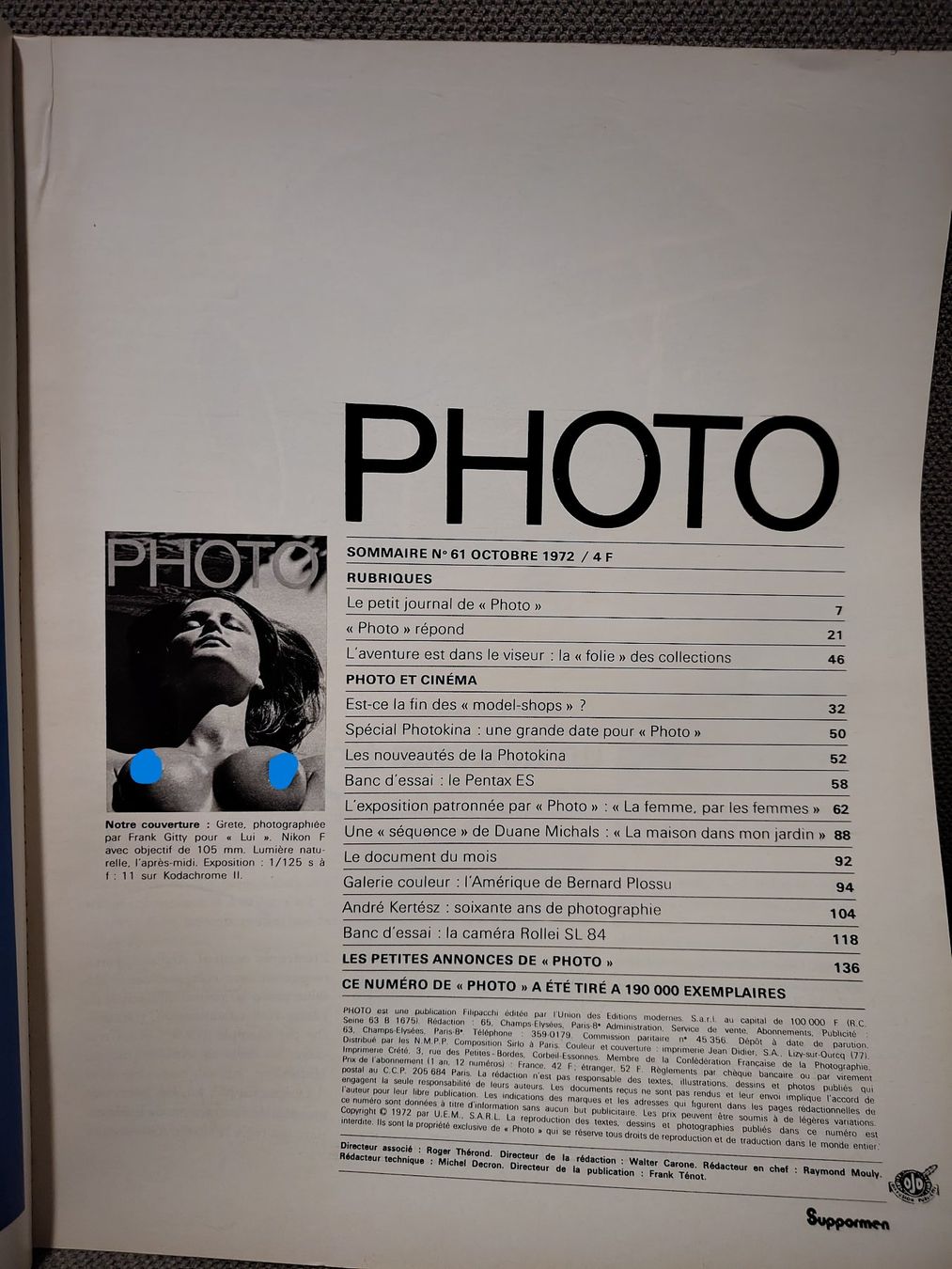 Zeitschriften & Magazine: PHOTO N°61 Octobre 1972 – Gebraucht aus Meyrin von Flurrio 1