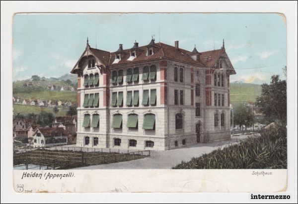 Cartoline postali: Heiden // Schulhaus // Litho Appenzell – Usato da Basel venduto da intermezzo12