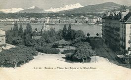 Genève - Place des Alpes et le Mont-Blanc
