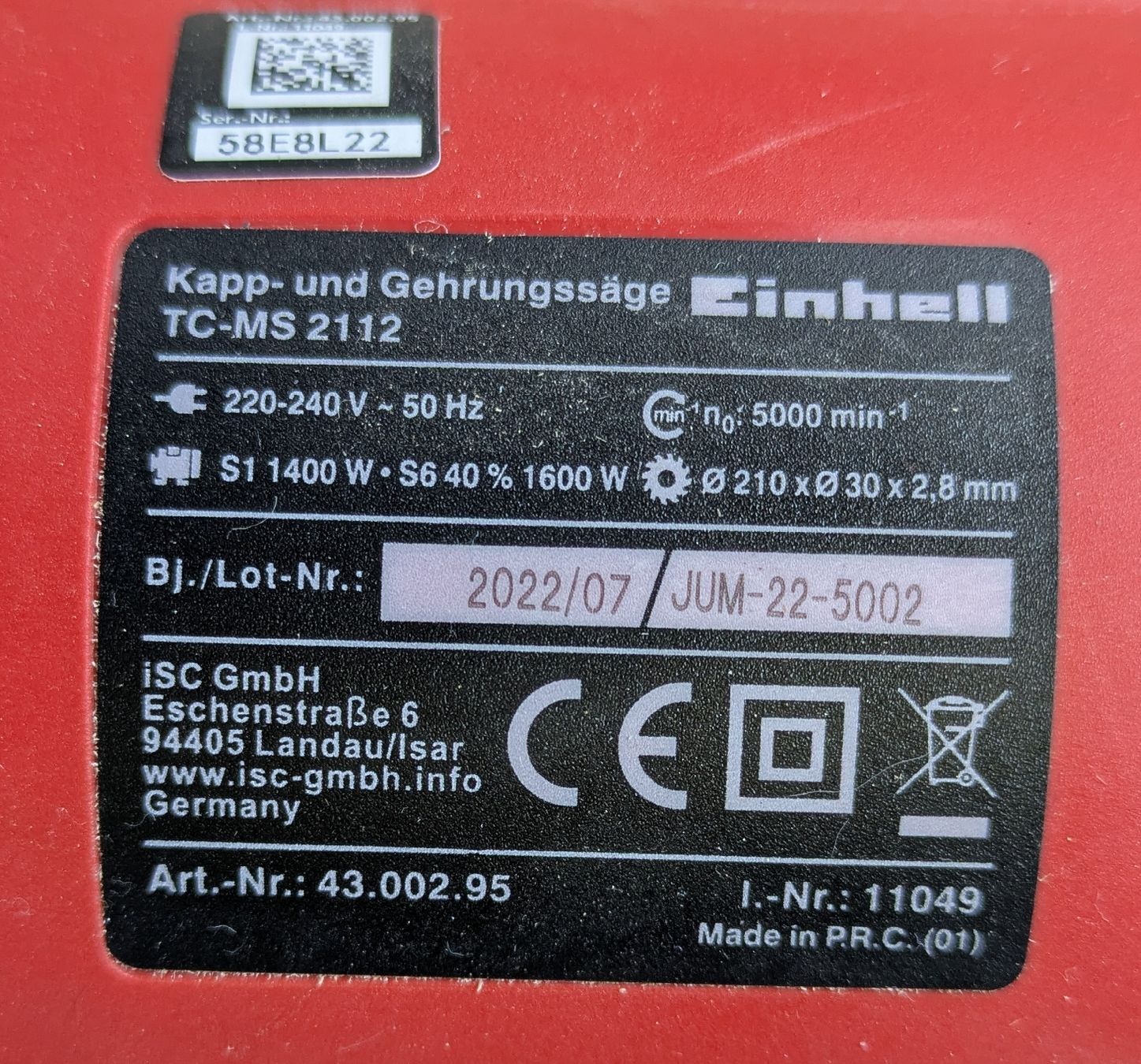 Einhell Scies: Kapp- und Gehrungssäge Einhell TC-MS 2112 – D'occasion à Luzern par reg_dq65 1