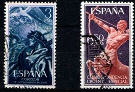 2 timbres - Espagne - 1956 - Obl.