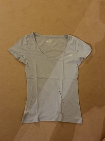 Hollister T-Shirt Damen V-Ausschnitt Hellblau Grösse XS