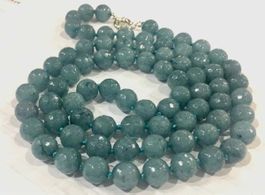 91cm Statement Aquamarin Edelsteinkette Collier Aigue-Marine