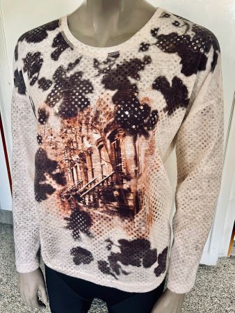 Shirt mit Muster, crème/braun, TAIFUN Separates, Gr.38-40