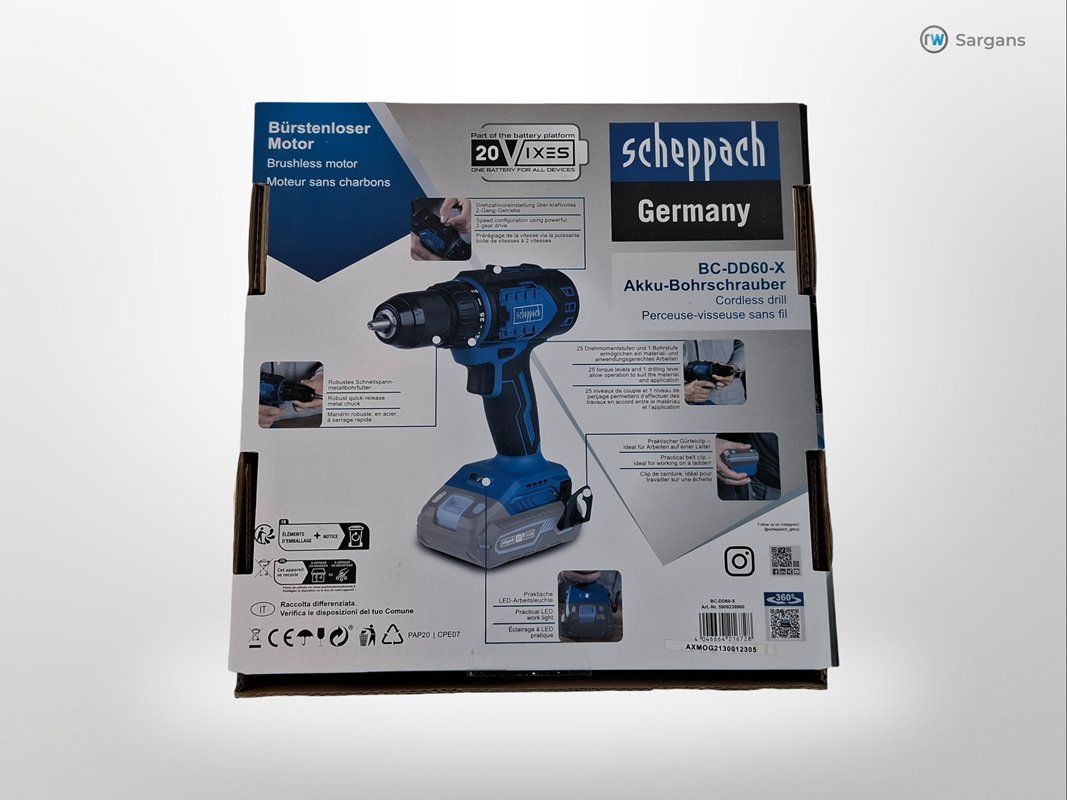 Scheppach Trapani: SCHEPPACH BC-DD60-X Akku-Bohrschrauber – Nuovo (secondo la descrizione) da Sargans venduto da Restwert_Sargans 1