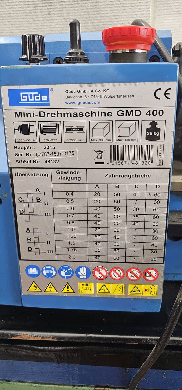 Alle Maschinen: GÜDE Mini-Drehmaschine GMD 400 – Gebraucht aus St.gallen von nik500 1