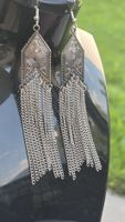 Orecchini pendenti argento con frange lunghe