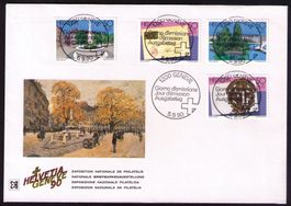 1990_GENÈVE / GENF-Block_FDC mit 4 ET-VOLLSTEMPELN !