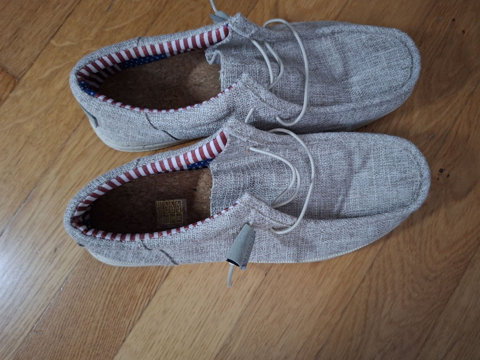 Scarpe da uomo: Freizeitschuhe grau Stoff mit US Flaggenmuster innen – Usato da Zürich venduto da E_BI 1