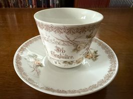 Kaffeetasse Untertasse Rose Muster Ich Gratuliere vintage...
