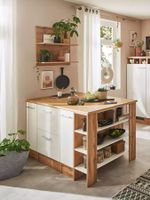 924 - Kücheninsel Hilde 150cm mit Hängeregal Weiss