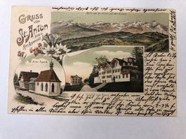 Gruss von St. Anton Kapelle Gasthof Rossli Appenzell 1904